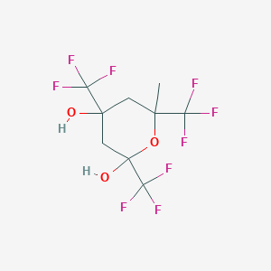 molecular formula C9H9F9O3 B1612219 6-Methyl-2,4,6-tris(trifluoromethyl)tetrahydropyran-2,4-diol CAS No. 429-01-6