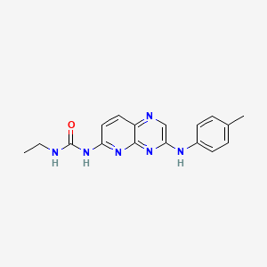 molecular formula C17H18N6O B1612542 Urea, N-ethyl-N'-(3-((4-methylphenyl)amino)pyrido(2,3-b)pyrazin-6-yl)- CAS No. 938444-93-0