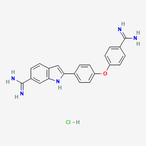 molecular formula C22H20ClN5O B1612644 2-[4-(4-Carbamimidoylphenoxy)phenyl]-1H-indole-6-carboximidamide;hydrochloride CAS No. 55453-00-4
