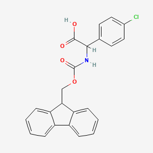 molecular formula C23H18ClNO4 B1612678 (4-Chloro-phenyl)-[(9H-fluoren-9-ylmethoxycarbonylamino)]-acetic acid CAS No. 339208-91-2