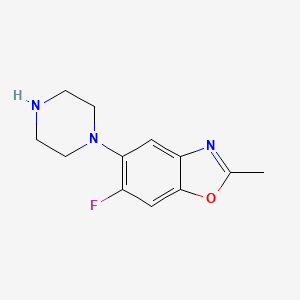 molecular formula C12H14FN3O B1612770 6-Fluoro-2-methyl-5-(piperazin-1-yl)benzoxazole CAS No. 929885-16-5