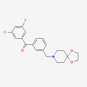 molecular formula C21H21ClFNO3 B1613093 3-Chloro-3'-[1,4-dioxa-8-azaspiro[4.5]decan-8-ylmethyl]-5-fluorobenzophenone CAS No. 898762-13-5