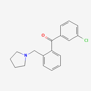 molecular formula C18H18ClNO B1613104 3'-Chloro-2-pyrrolidinomethyl benzophenone CAS No. 898774-50-0