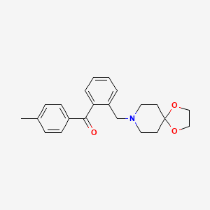 molecular formula C22H25NO3 B1613106 2-[8-(1,4-二氧杂-8-氮杂螺[4.5]癸基)甲基]-4'-甲基二苯甲酮 CAS No. 898755-77-6