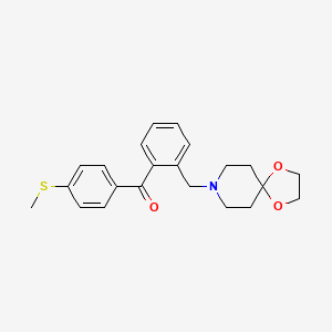 molecular formula C22H25NO3S B1613107 2-[8-(1,4-Dioxa-8-azaspiro[4.5]decyl)methyl]-4'-thiomethyl benzophenone CAS No. 898755-95-8