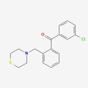 molecular formula C18H18ClNOS B1613164 3'-Chloro-2-thiomorpholinomethyl benzophenone CAS No. 898781-74-3