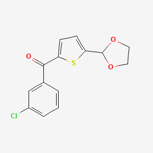 molecular formula C14H11ClO3S B1613233 2-(3-Chlororobenzoyl)-5-(1,3-Dioxolan-2-yl)thiophene CAS No. 898773-47-2