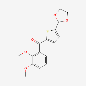 molecular formula C16H16O5S B1613236 2-(2,3-Dimethoxybenzoyl)-5-(1,3-dioxolan-2-YL)thiophene CAS No. 898778-98-8