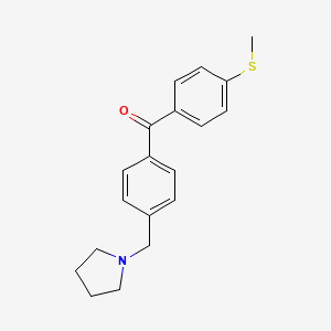 molecular formula C19H21NOS B1613252 4-Pyrrolidinomethyl-4'-thiomethylbenzophenone CAS No. 898776-23-3