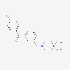 molecular formula C21H22ClNO3 B1613265 4'-氯-3-[8-(1,4-二氧杂-8-氮杂螺[4.5]癸基)甲基]苯甲酮 CAS No. 898761-75-6