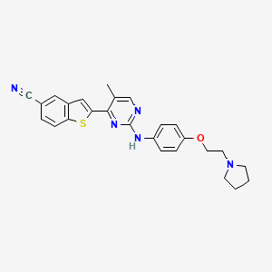 molecular formula C26H25N5OS B1613303 2-(5-Methyl-2-((4-(2-(pyrrolidin-1-yl)ethoxy)phenyl)amino)pyrimidin-4-yl)benzo[b]thiophene-5-carbonitrile CAS No. 1138474-61-9