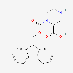 molecular formula C20H20N2O4 B1613314 (S)-1-(((9H-Fluoren-9-yl)methoxy)carbonyl)piperazine-2-carboxylic acid CAS No. 915749-50-7
