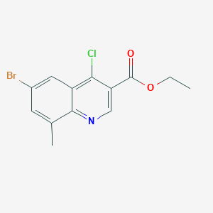molecular formula C13H11BrClNO2 B1613316 Ethyl 6-bromo-4-chloro-8-methylquinoline-3-carboxylate CAS No. 1016780-82-7