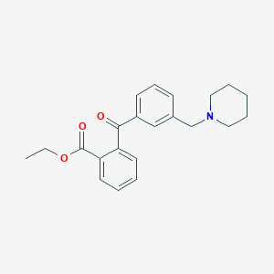 molecular formula C22H25NO3 B1613352 2-Carboethoxy-3'-piperidinomethyl benzophenone CAS No. 898792-75-1