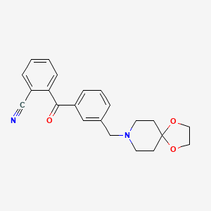 molecular formula C22H22N2O3 B1613355 2-Cyano-3'-[1,4-dioxa-8-azaspiro[4.5]decan-8-ylmethyl]benzophenone CAS No. 898761-47-2
