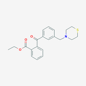 molecular formula C21H23NO3S B1613357 2-Carboethoxy-3'-thiomorpholinomethyl benzophenone CAS No. 898762-90-8