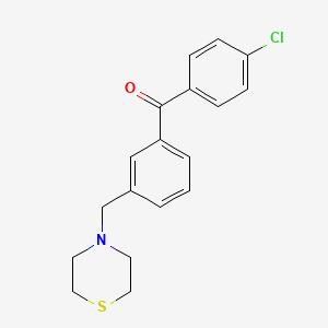 molecular formula C18H18ClNOS B1613358 4'-Chloro-3-thiomorpholinomethyl benzophenone CAS No. 898763-05-8
