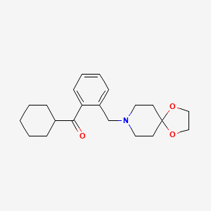 molecular formula C21H29NO3 B1613373 Cyclohexyl 2-[8-(1,4-dioxa-8-azaspiro[4.5]decyl)methyl]phenyl ketone CAS No. 898781-20-9