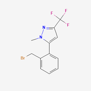 molecular formula C12H10BrF3N2 B1613418 5-(2-(Bromomethyl)phenyl)-1-methyl-3-(trifluoromethyl)-1H-pyrazole CAS No. 941716-87-6