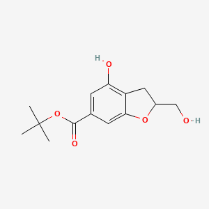 molecular formula C14H18O5 B1613497 tert-Butyl 4-hydroxy-2-(hydroxymethyl)-2,3-dihydrobenzofuran-6-carboxylate CAS No. 955885-88-8