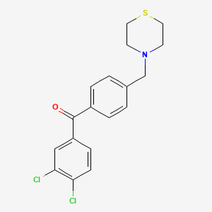 molecular formula C18H17Cl2NOS B1613543 3,4-Dichloro-4'-thiomorpholinomethyl benzophenone CAS No. 898783-16-9