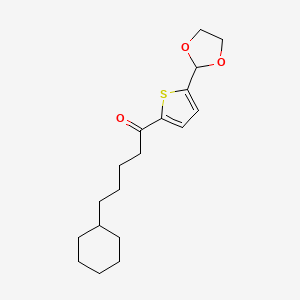 molecular formula C18H26O3S B1613633 (4-Cyclohexyl)butyl 5-(1,3-dioxolan-2-YL)-2-thienyl ketone CAS No. 898772-78-6