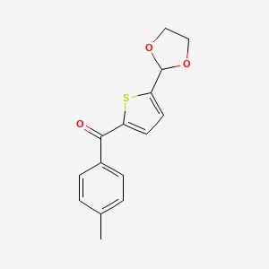 molecular formula C15H14O3S B1613634 5-(1,3-Dioxolan-2-YL)-2-(4-methylbenzoyl)thiophene CAS No. 898773-23-4