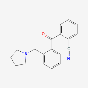 molecular formula C19H18N2O B1613644 2-氰基-2'-吡咯烷基甲基二苯甲酮 CAS No. 898774-20-4
