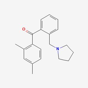 molecular formula C20H23NO B1613645 2,4-Dimethyl-2'-pyrrolidinomethyl benzophenone CAS No. 898774-59-9