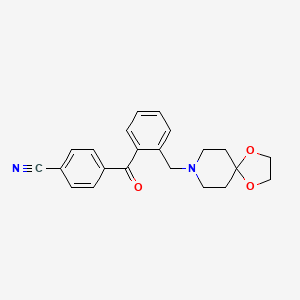 molecular formula C22H22N2O3 B1613646 4'-Cyano-2-[8-(1,4-dioxa-8-azaspiro[4.5]decyl)methyl]benzophenone CAS No. 898755-87-8
