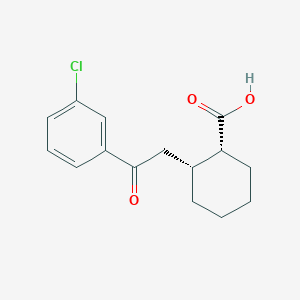 molecular formula C15H17ClO3 B1613750 cis-2-[2-(3-Chlorophenyl)-2-oxoethyl]cyclohexane-1-carboxylic acid CAS No. 736136-40-6