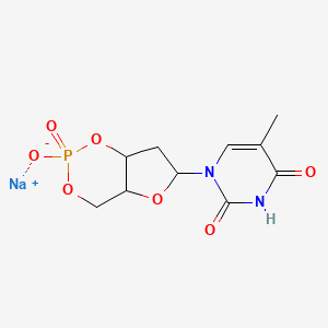 molecular formula C10H12N2NaO7P B1613759 钠；5-甲基-1-(2-氧化-2-氧代-4a,6,7,7a-四氢-4H-呋喃[3,2-d][1,3,2]二氧杂磷杂环-6-基)嘧啶-2,4-二酮 CAS No. 76567-90-3