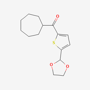 molecular formula C15H20O3S B1613813 Cycloheptyl 5-(1,3-dioxolan-2-YL)-2-thienyl ketone CAS No. 898772-58-2