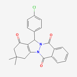 molecular formula C23H19ClN2O3 B1613823 13-(4-Chlorophenyl)-3,3-dimethyl-2,3,4,13-tetrahydroindazolo[1,2-b]phthalazine-1,6,11-trione CAS No. 1017238-94-6
