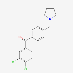 molecular formula C18H17Cl2NO B1613848 3,4-Dichloro-4'-pyrrolidinomethyl benzophenone CAS No. 898776-85-7