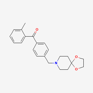 molecular formula C22H25NO3 B1613851 4'-[8-(1,4-Dioxa-8-azaspiro[4.5]decyl)methyl]-2-methyl benzophenone CAS No. 898757-40-9