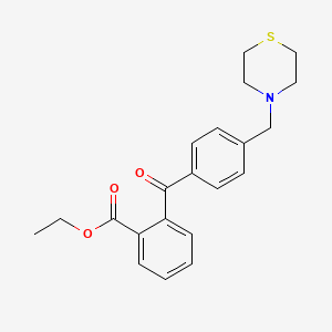 molecular formula C21H23NO3S B1613854 2-Carboethoxy-4'-thiomorpholinomethyl benzophenone CAS No. 898782-49-5