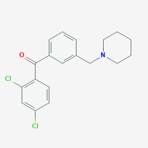 molecular formula C19H19Cl2NO B1613878 2,4-Dichloro-3'-piperidinomethyl benzophenone CAS No. 898793-50-5