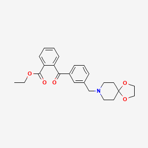 molecular formula C24H27NO5 B1613879 2-羧乙氧基-3'-[8-(1,4-二氧杂-8-氮杂螺[4.5]癸基)甲基]苯甲酮 CAS No. 898761-56-3