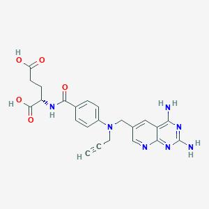 molecular formula C23H23N7O5 B161389 10-Propargyl-5-deazaaminopterin analog of folic acid CAS No. 135423-84-6