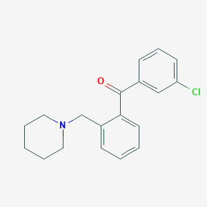 molecular formula C19H20ClNO B1613890 3'-Chloro-2-piperidinomethyl benzophenone CAS No. 898773-09-6