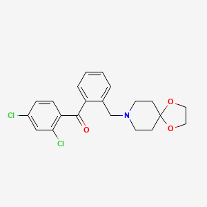 molecular formula C21H21Cl2NO3 B1613893 2,4-二氯-2'-[8-(1,4-二氧杂-8-氮杂螺[4.5]癸基)甲基]苯甲酮 CAS No. 898756-51-9