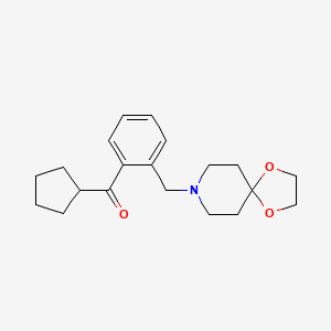 Cyclopentyl 2-[8-(1,4-dioxa-8-azaspiro[4.5]decyl)methyl]phenyl ketone
