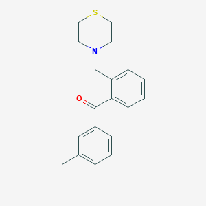 molecular formula C20H23NOS B1613896 3,4-Dimethyl-2'-thiomorpholinomethyl benzophenone CAS No. 898781-90-3