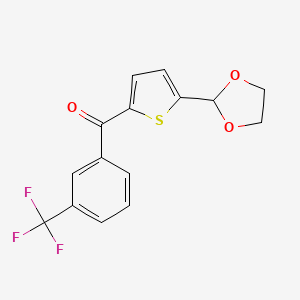 molecular formula C15H11F3O3S B1613926 5-(1,3-Dioxolan-2-YL)-2-(3-trifluoromethylbenzoyl)thiophene CAS No. 898773-29-0