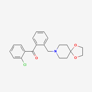 molecular formula C21H22ClNO3 B1613943 2-氯-2'-[8-(1,4-二氧杂-8-氮杂螺[4.5]癸基)甲基]苯甲酮 CAS No. 898756-22-4