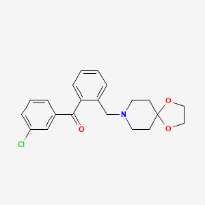 molecular formula C21H22ClNO3 B1613944 3'-Chloro-2-[8-(1,4-dioxa-8-azaspiro[4.5]decyl)methyl]benozphenone CAS No. 898756-00-8