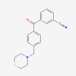 molecular formula C19H18N2OS B1613973 3-氰基-4'-硫代吗啉甲基二苯甲酮 CAS No. 898782-43-9