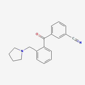 molecular formula C19H18N2O B1613982 3'-Cyano-2-pyrrolidinomethyl benzophenone CAS No. 898774-23-7