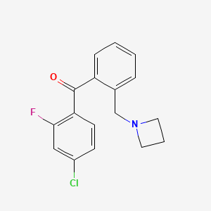 molecular formula C17H15ClFNO B1613985 2'-Azetidinomethyl-4-chloro-2-fluorobenzophenone CAS No. 898755-19-6